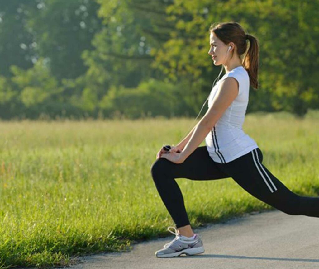 woman stretching outdoor
